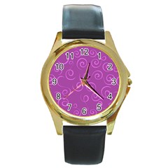 Pattern Round Gold Metal Watch by ValentinaDesign