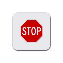 Stop Sign Rubber Coaster (square)  by Valentinaart