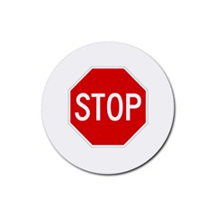 Stop Sign Rubber Coaster (round)  by Valentinaart