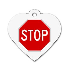 Stop Sign Dog Tag Heart (one Side) by Valentinaart