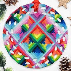 Rainbow Chem Trails Ornament (round Filigree) by Nexatart