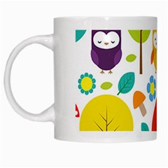 Cute Owl White Mugs by Nexatart