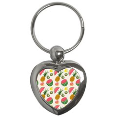 Fruits Pattern Key Chains (heart)  by Nexatart