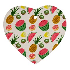 Fruits Pattern Heart Ornament (two Sides) by Nexatart