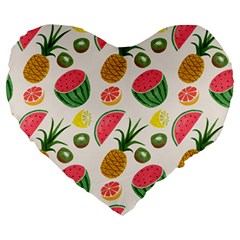 Fruits Pattern Large 19  Premium Heart Shape Cushions by Nexatart