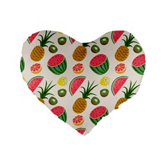 Fruits Pattern Standard 16  Premium Flano Heart Shape Cushions by Nexatart