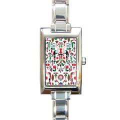 Abstract Peacock Rectangle Italian Charm Watch by Nexatart