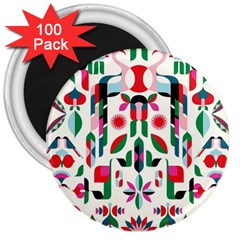 Abstract Peacock 3  Magnets (100 Pack) by Nexatart