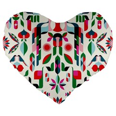 Abstract Peacock Large 19  Premium Flano Heart Shape Cushions by Nexatart