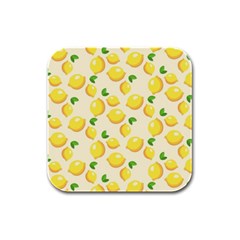 Lemons Pattern Rubber Square Coaster (4 Pack)  by Nexatart