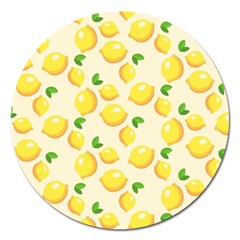 Lemons Pattern Magnet 5  (round) by Nexatart