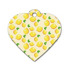 Lemons Pattern Dog Tag Heart (one Side) by Nexatart