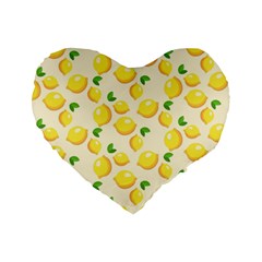 Lemons Pattern Standard 16  Premium Heart Shape Cushions by Nexatart