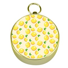 Lemons Pattern Gold Compasses by Nexatart