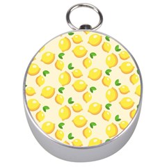 Lemons Pattern Silver Compasses by Nexatart