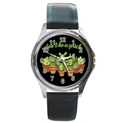 Cactus - Dont Be A Prick Round Metal Watch by Valentinaart