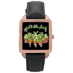 Cactus - Dont Be A Prick Rose Gold Leather Watch  by Valentinaart