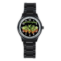 Cactus - Dont Be A Prick Stainless Steel Round Watch by Valentinaart