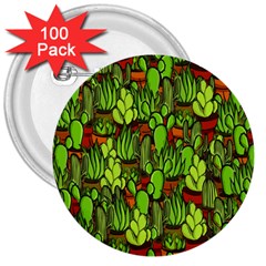 Cactus 3  Buttons (100 Pack)  by Valentinaart