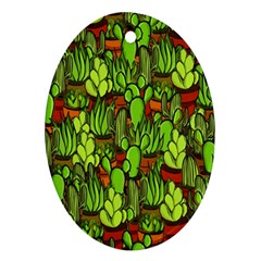 Cactus Oval Ornament (two Sides) by Valentinaart