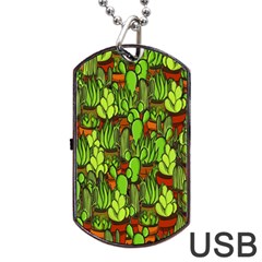 Cactus Dog Tag Usb Flash (two Sides) by Valentinaart