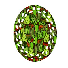 Cactus Oval Filigree Ornament (two Sides) by Valentinaart