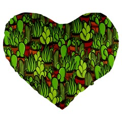 Cactus Large 19  Premium Flano Heart Shape Cushions by Valentinaart