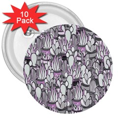 Cactus 3  Buttons (10 Pack)  by Valentinaart