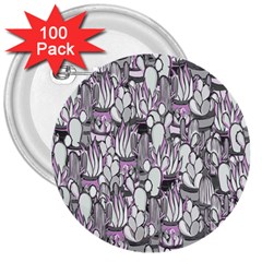 Cactus 3  Buttons (100 Pack)  by Valentinaart