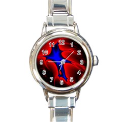 Space Red Blue Black Line Light Round Italian Charm Watch