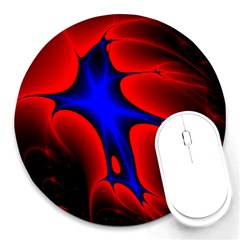 Space Red Blue Black Line Light Round Mousepads