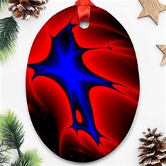 Space Red Blue Black Line Light Ornament (oval)