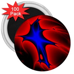 Space Red Blue Black Line Light 3  Magnets (100 Pack) by Mariart