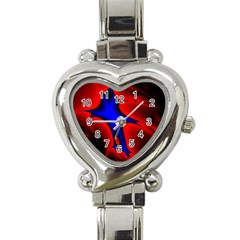 Space Red Blue Black Line Light Heart Italian Charm Watch by Mariart