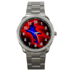 Space Red Blue Black Line Light Sport Metal Watch by Mariart