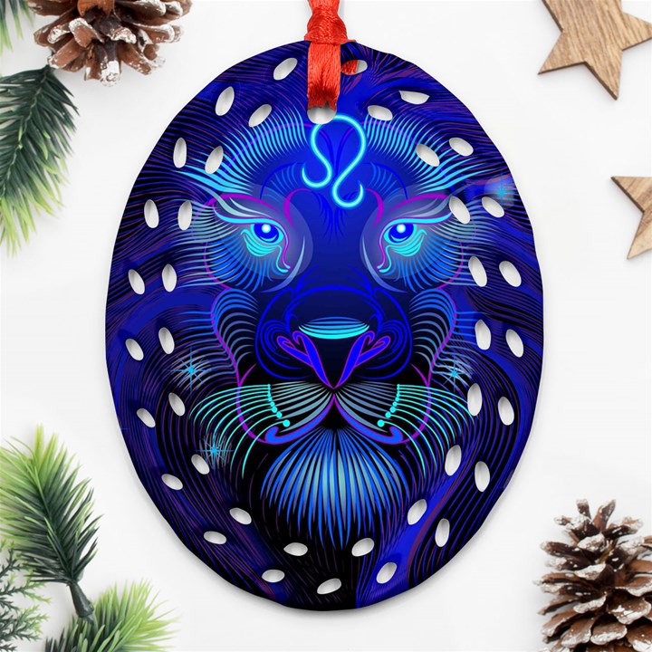 Sign Leo Zodiac Ornament (Oval Filigree)