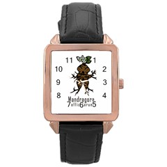 Mandrake Plant Rose Gold Leather Watch  by Valentinaart