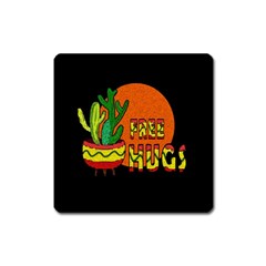 Cactus - Free Hugs Square Magnet by Valentinaart