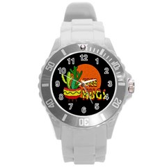 Cactus - Free Hugs Round Plastic Sport Watch (l) by Valentinaart