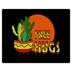 Cactus - Free Hugs Double Sided Flano Blanket (medium)  by Valentinaart