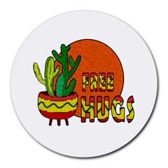 Cactus - Free Hugs Round Mousepads by Valentinaart