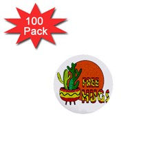 Cactus - Free Hugs 1  Mini Buttons (100 Pack)  by Valentinaart