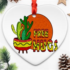 Cactus - Free Hugs Heart Ornament (two Sides) by Valentinaart