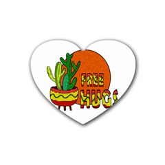 Cactus - Free Hugs Rubber Coaster (heart) 