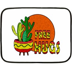 Cactus - Free Hugs Double Sided Fleece Blanket (mini)  by Valentinaart