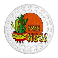 Cactus - Free Hugs Ornament (round Filigree) by Valentinaart