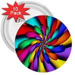 Star Flower Color Rainbow 3  Buttons (10 pack)  Front