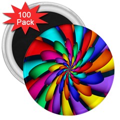 Star Flower Color Rainbow 3  Magnets (100 Pack)