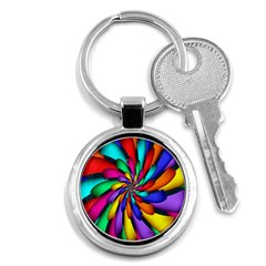 Star Flower Color Rainbow Key Chains (round)  by Mariart