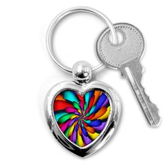 Star Flower Color Rainbow Key Chains (heart)  by Mariart